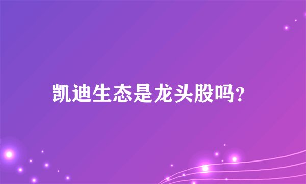 凯迪生态是龙头股吗？