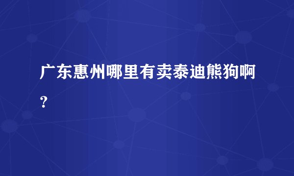 广东惠州哪里有卖泰迪熊狗啊?