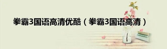 拳霸3国语高清优酷（拳霸3国语高清）