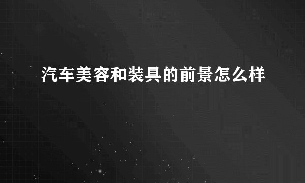 汽车美容和装具的前景怎么样
