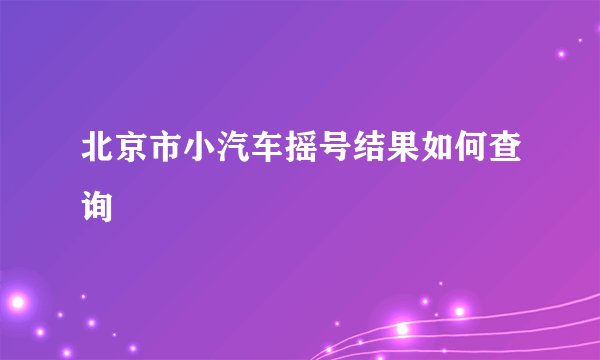 北京市小汽车摇号结果如何查询