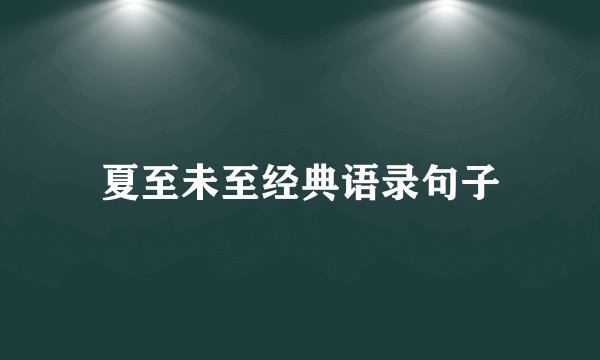 夏至未至经典语录句子