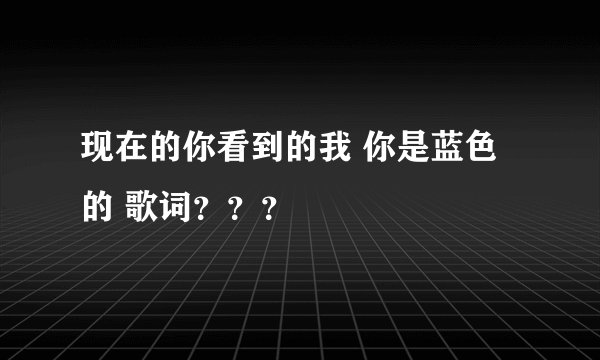 现在的你看到的我 你是蓝色的 歌词？？？