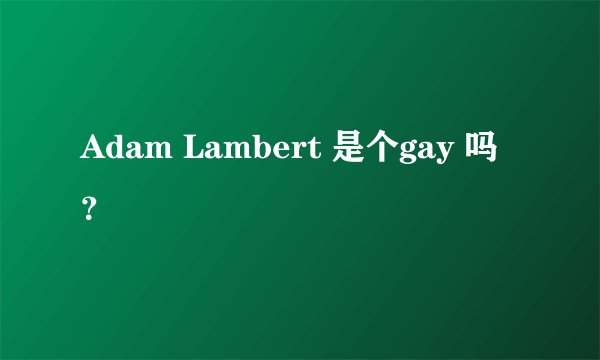 Adam Lambert 是个gay 吗?