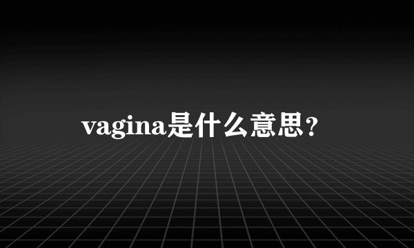 vagina是什么意思？