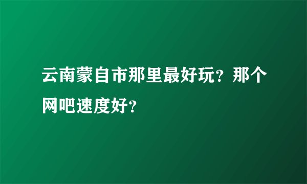 云南蒙自市那里最好玩？那个网吧速度好？