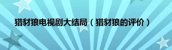 猎豺狼电视剧大结局（猎豺狼的评价）