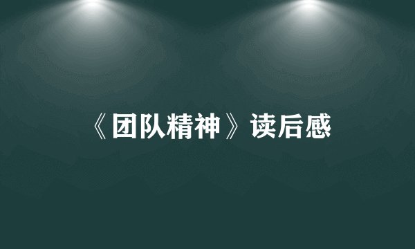 《团队精神》读后感