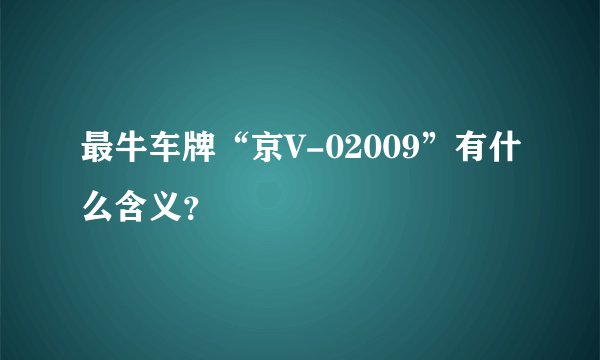 最牛车牌“京V-02009”有什么含义?