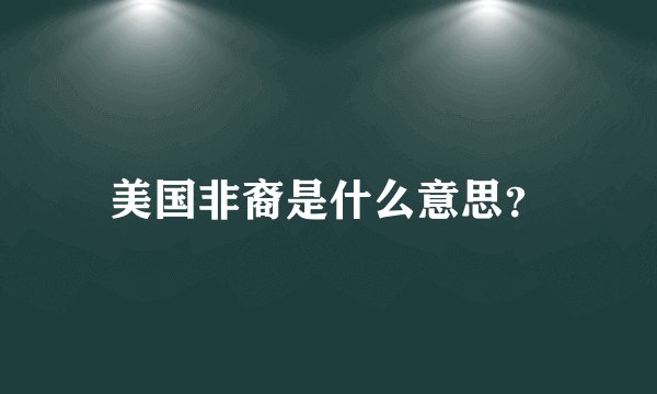 美国非裔是什么意思？
